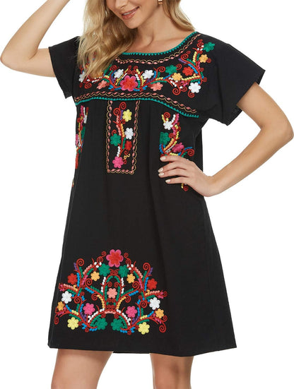 Women'S Casual Skirt Boho Mexican Peasant Dresse plus Size XXL Dress