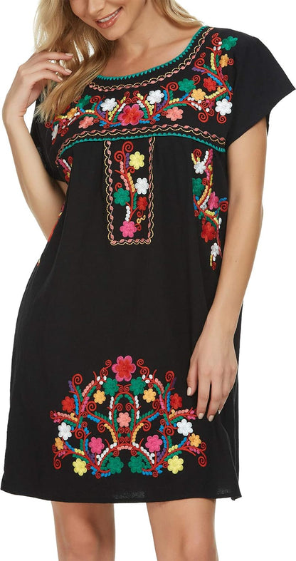 Women'S Casual Skirt Boho Mexican Peasant Dresse plus Size XXL Dress