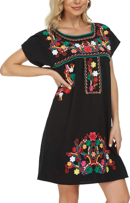 Women'S Casual Skirt Boho Mexican Peasant Dresse plus Size XXL Dress