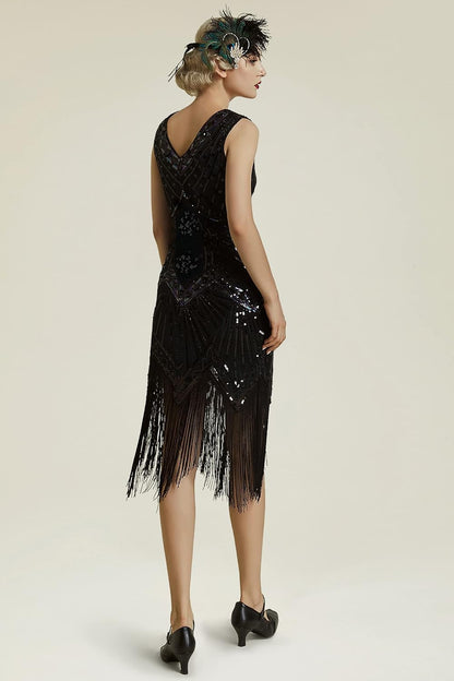 Women'S Flapper Dresses 1920S V Neck Beaded Fringed Great Gatsby Dress