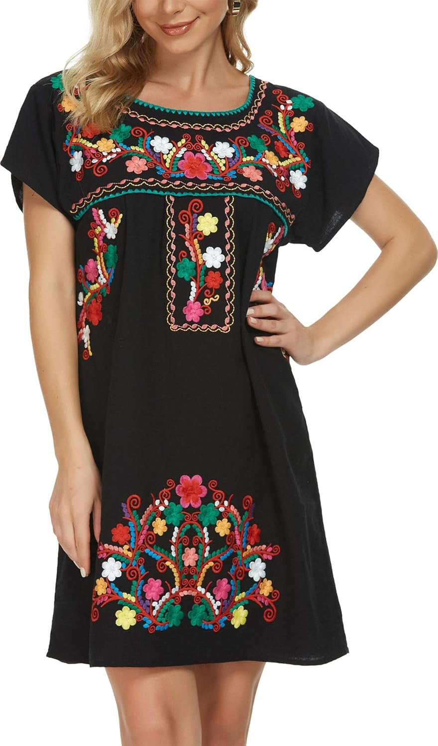 Women'S Casual Skirt Boho Mexican Peasant Dresse plus Size XXL Dress