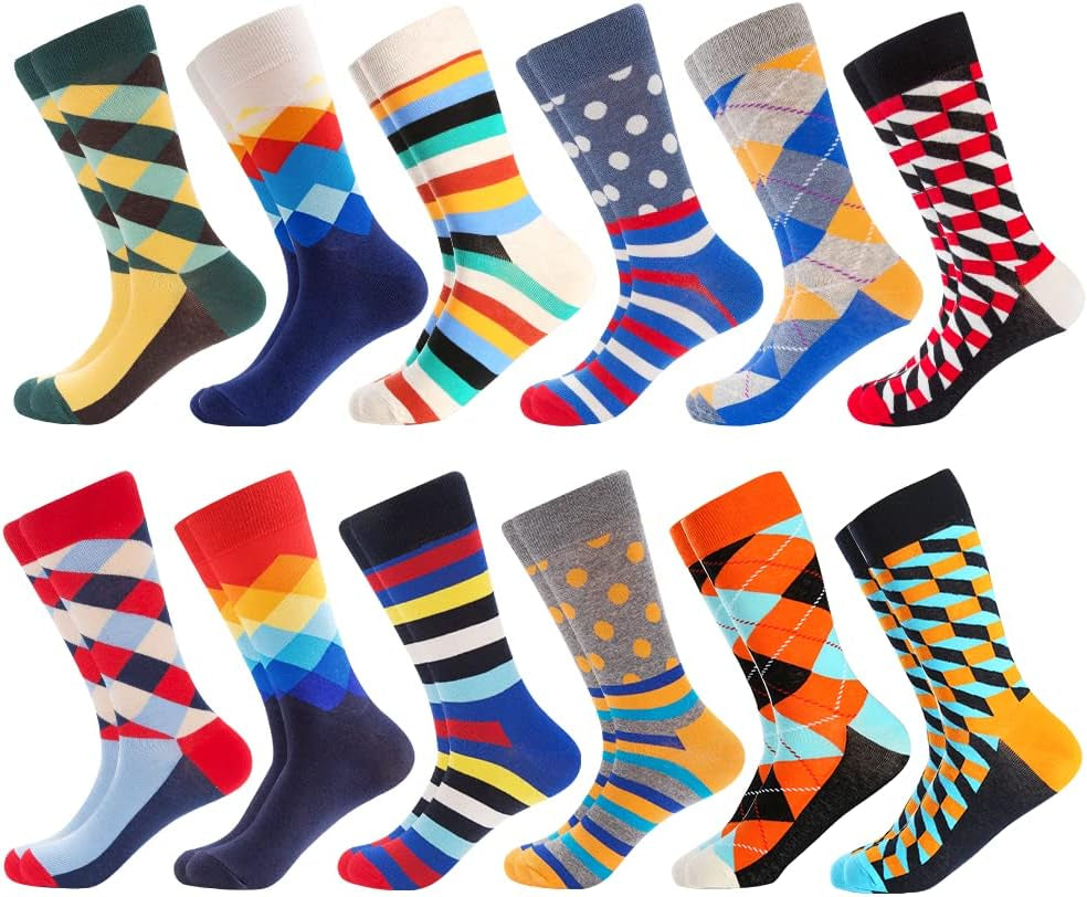 Men'S Fun Dress Socks-Colorful Funny Novelty Crew Socks Pack,Art Socks
