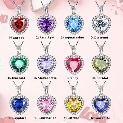 Heart Women Jewelry Sets 925 Sterling Silver Necklace Earrings Yellow Citrine November Birthstone Jewelry Set Christmas Valentine Birthday Gift for Wife Mother