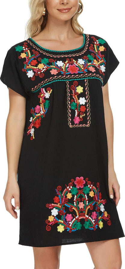 Women'S Casual Skirt Boho Mexican Peasant Dresse plus Size XXL Dress