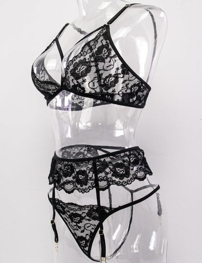 Women Lingerie with Stockings and Gloves, Sexy Garter Belt Lingerie Set