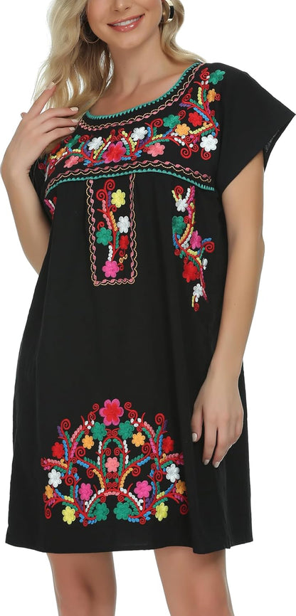 Women'S Casual Skirt Boho Mexican Peasant Dresse plus Size XXL Dress