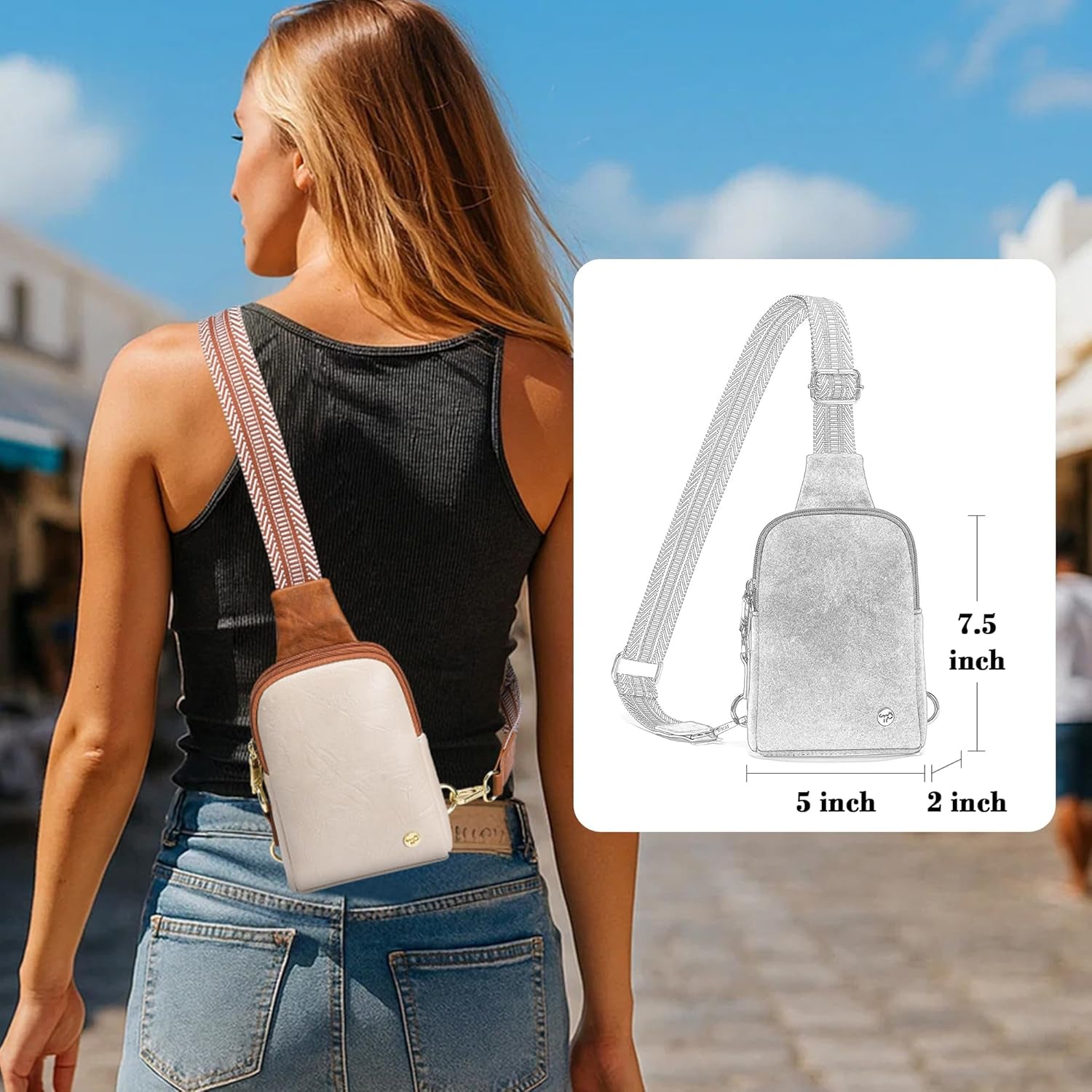 Small Crossbody Sling Bag Fanny Packs Purses Chest Bag for Women Men Teen Girls